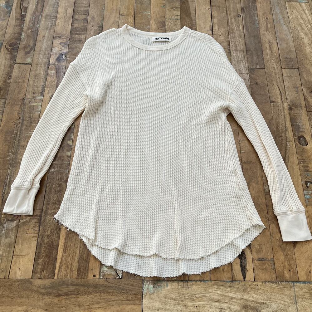 Madewell Rivet & Thread Ivory Waffle-Knit Thermal Top Women's XXS Cotton Blend